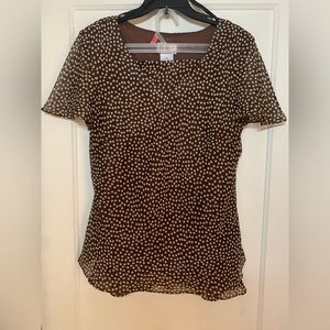 R&K brown blouse and skirt with white polka dots size 14